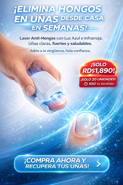 Tratamiento láser avanzado para hongos en uñas de manos y pies, eficaz y seguro contra la onicomicosis, ideal para uso doméstico (blanco).