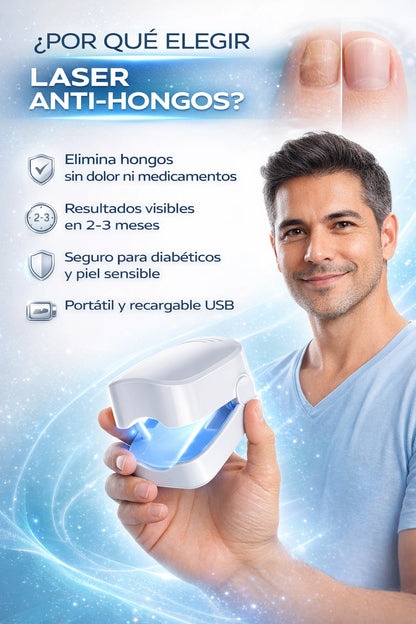 Tratamiento láser avanzado para hongos en uñas de manos y pies, eficaz y seguro contra la onicomicosis, ideal para uso doméstico (blanco).